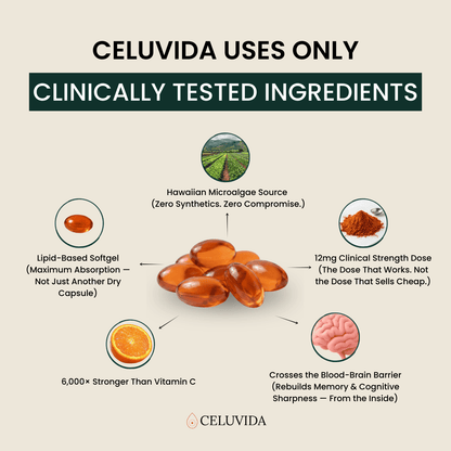 Celuvida Astaxanthin – Calms Oxidative Stress Naturally so You Feel Like Yourself Again