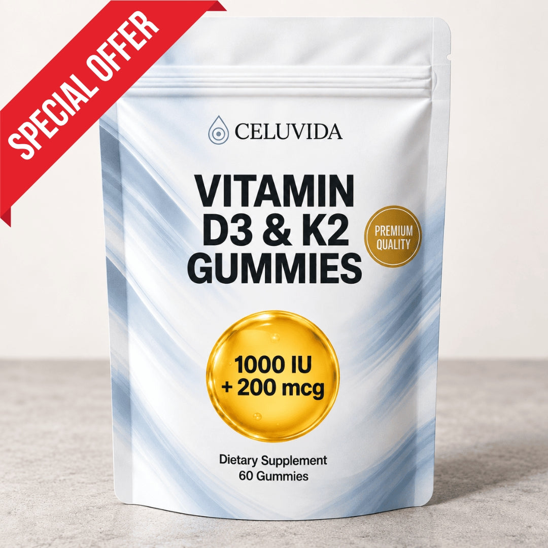 Gomitas de vitamina D3 + K2 de Celuvida (suministro para 30 días)
