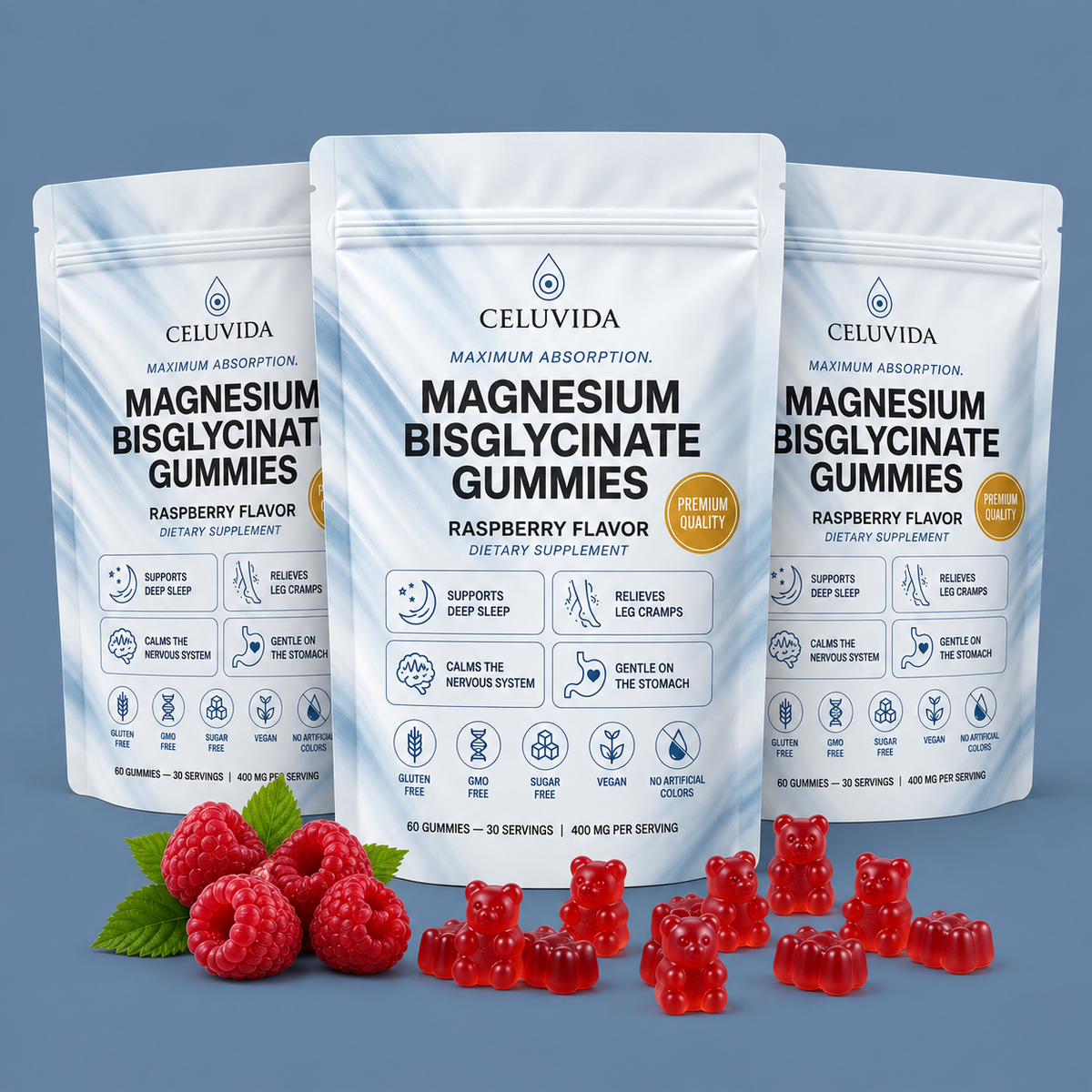 Pure Magnesium Bisglycinate Gummies — For Restless Legs, Night Cramps & Deep Sleep